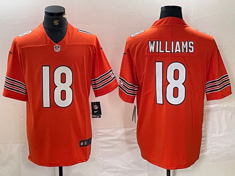 Men Chicago Bears #18 Williams Orange Second generation 2024 Nike Limited NFL Jersey style 1->->NFL Jersey
